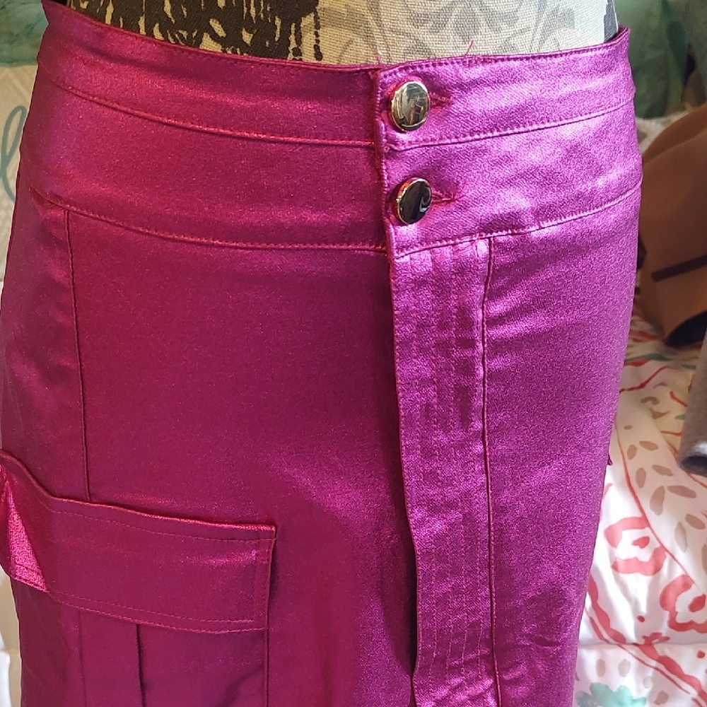 NY Collection Fuchsia Satin Skirt